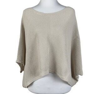 Eileen Fisher Organic Cotton‎ Sweater Womens M Open Knit Box Top Neutral USA NWT